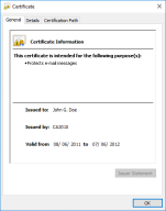 Windows Certificate dialog.